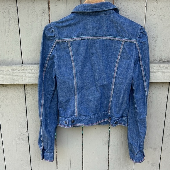 Diesel Denim Jacket With Multicolor Stitching Boho Trucker Festival Sz S - Picture 5 of 7